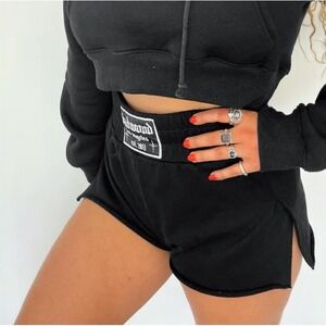 Badwood‎ Los Angeles Boxer Shorts Womens XL Black Raw Hem Sweatshorts 8416HP-A